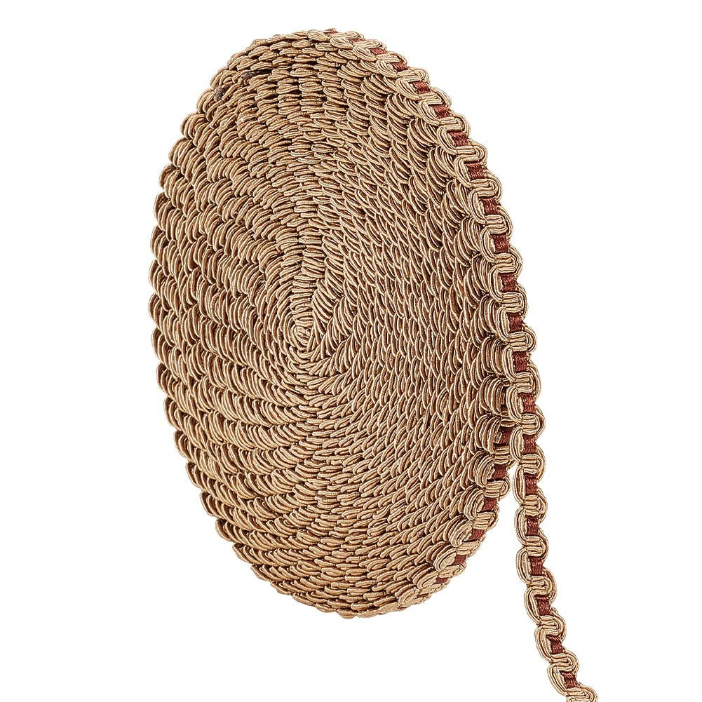 Gimp Braid Trim 1/2 inch Wave Pattern Polyester Ribbon Golden Polyester Woven Fabric Trim Decorative Lace - 13 Yards