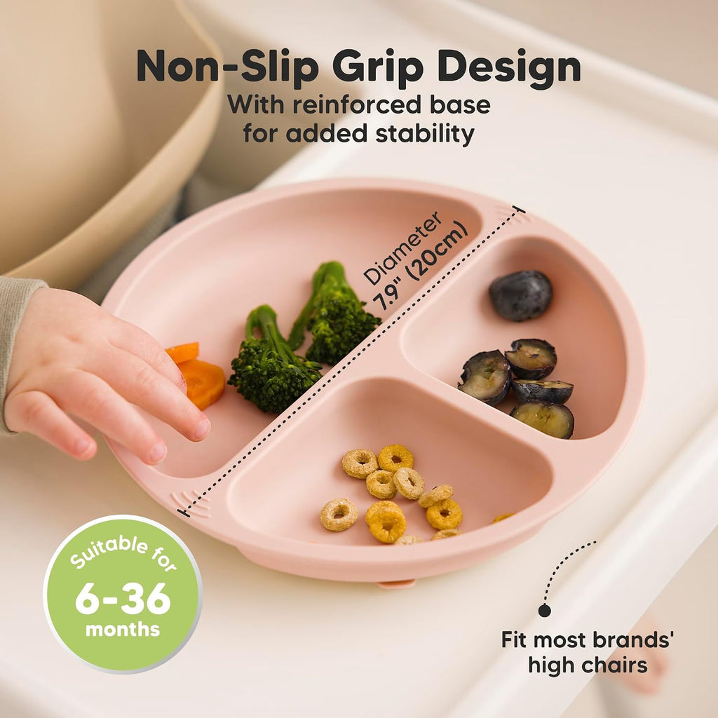 Suction Plates with Lids for Baby, 3pk, BPA-Free Silicone, Amaze
