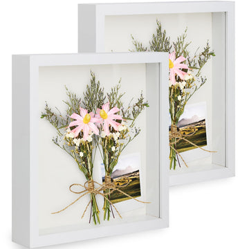 2pcs 11x14 Shadow Box Frame, 3D Picture Frame Display Cas with Real Transparent Glass for Photos, Memorabilia