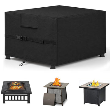 Fire Pit Cover Square 30", 600D Oxford, Waterproof, Black