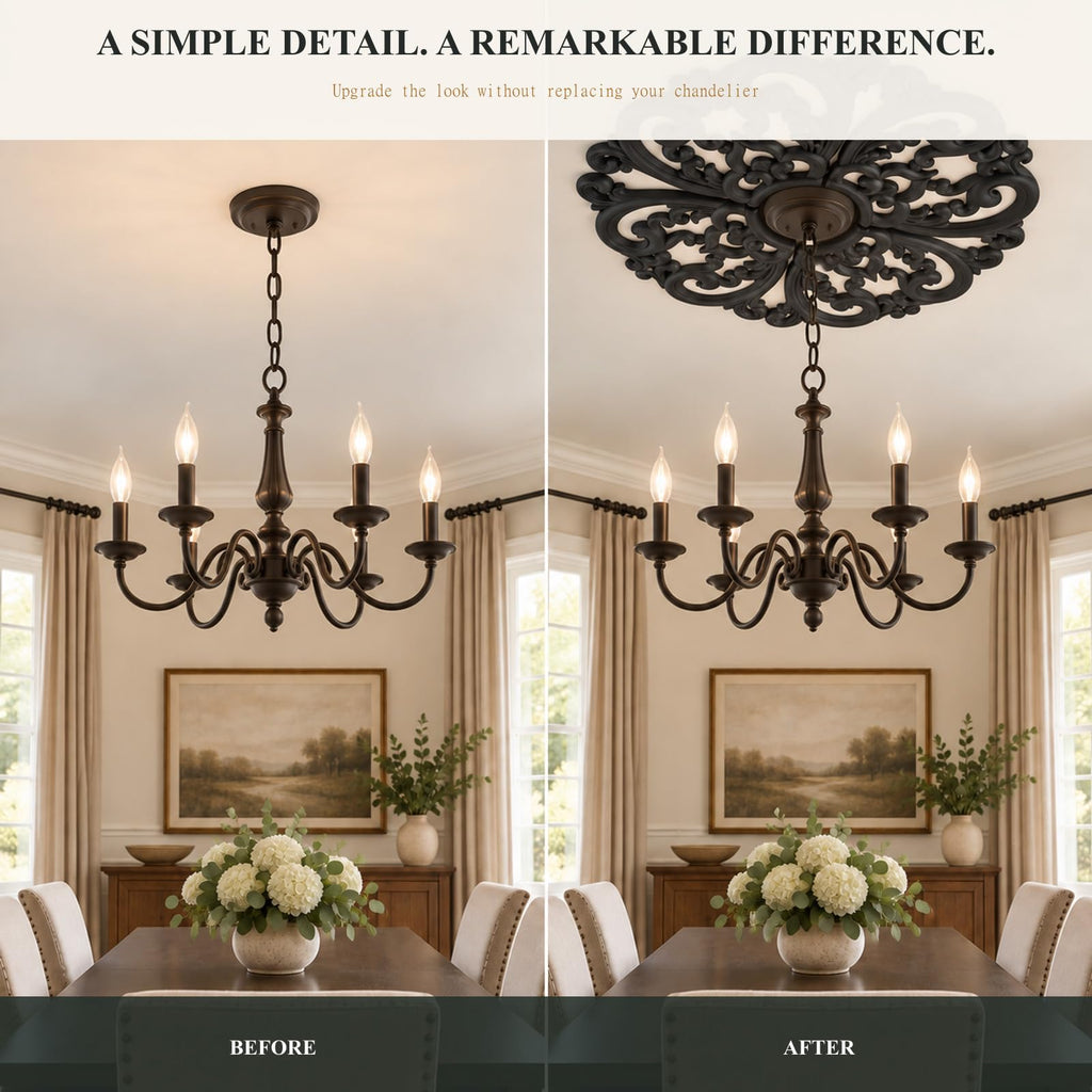 24" OD x 5" ID Black Ceiling Medallion 4-Piece Set