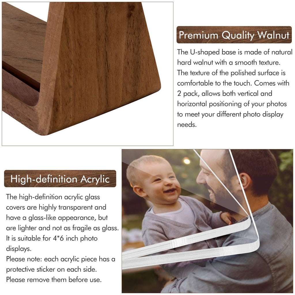 5x7 Picture Frame 2 Pack - Double Rustic Vintage Wooden Picture Frames 5x7 inch with Walnut Wood Base and High