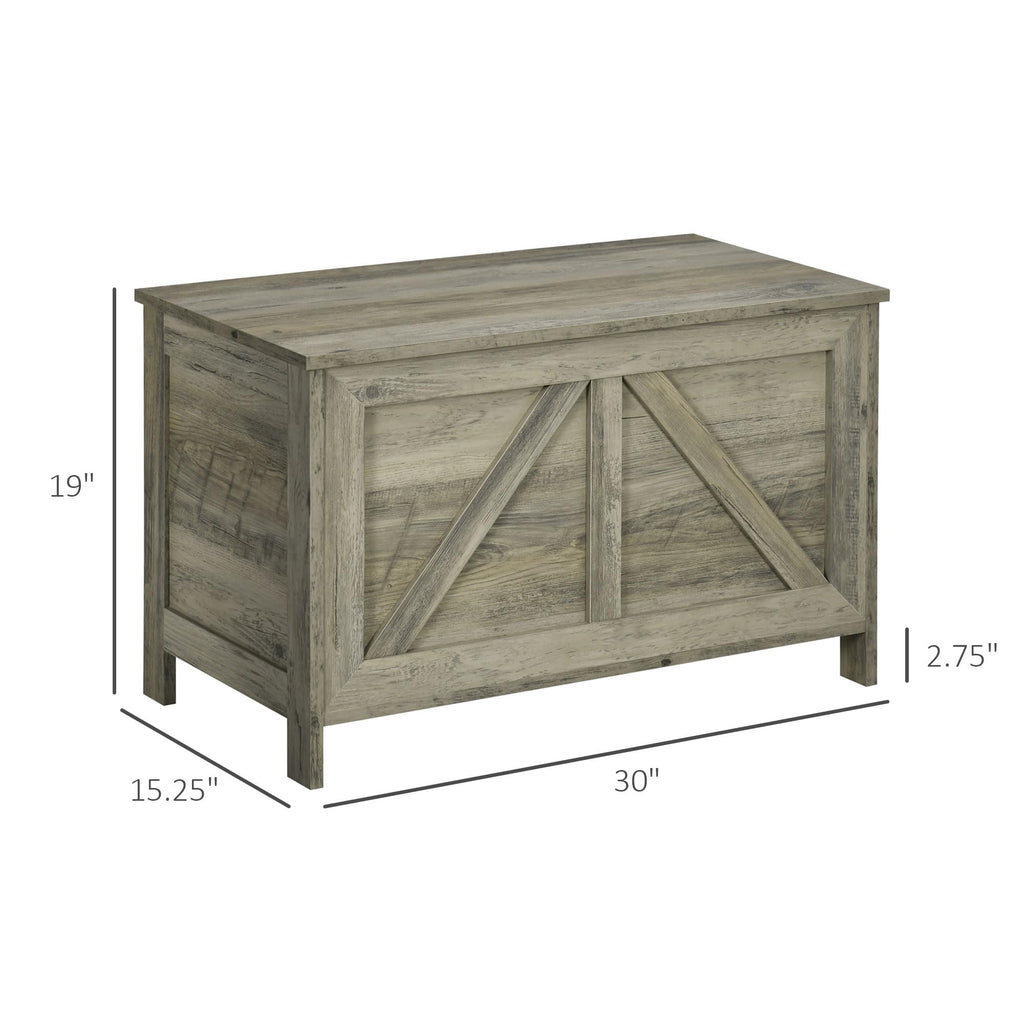 30" Farmhouse Storage Bench Lift Top Storage Chest in Gray