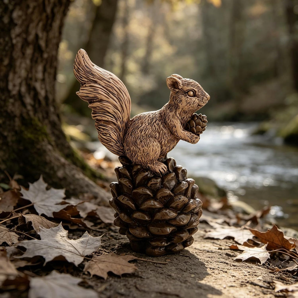 Squirrel Fall Decorations Table Decor Garden Statue