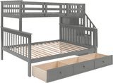 Twin Over Full Stairway Bunk Bed with Drawers