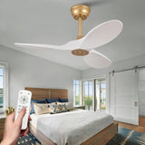 36 Inch Solid Wood Ceiling Fan with Remote,White and Gold Ceiling Fan no Light, 6 Speeds, Reversible DC Motor, Modern Ceiling Fans without Lights for Outdoor Indoor Office Farmhouse Patios A101-B0DQ84N88M