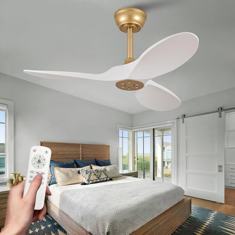 36 Inch Solid Wood Ceiling Fan with Remote,White and Gold Ceiling Fan no Light, 6 Speeds, Reversible DC Motor, Modern Ceiling Fans without Lights for Outdoor Indoor Office Farmhouse Patios A101-B0DQ84N88M