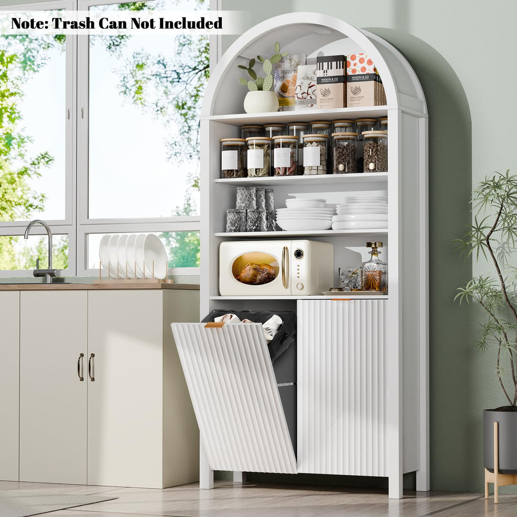 Arched Double Tilt Out Laundry Hamper Cabinet with 2 Storage Baskets