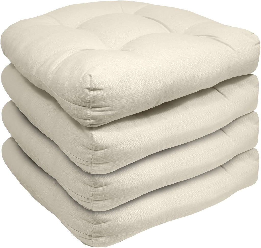 Patio Cushions Outdoor Chair Pads Premium Comfortable Thick Fiber Fill Tufted 19" x 19" Seat Cover, 4 Count (Pack of