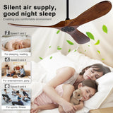 42 Inch Modern Wood Ceiling Fan, 3 Blades, Dark Walnut & Black, Remote Control, Reversible DC Motor, 6 Speeds, Timer Setting, Indoor/Outdoor A101-B0C613693B