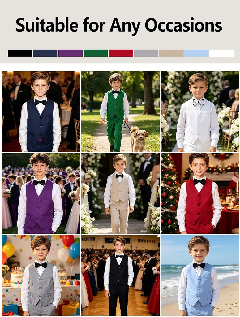 Boys Suit 5 PCS Slim Fit Prom Suits Formal Wedding Outfit Sets for Kids Boy