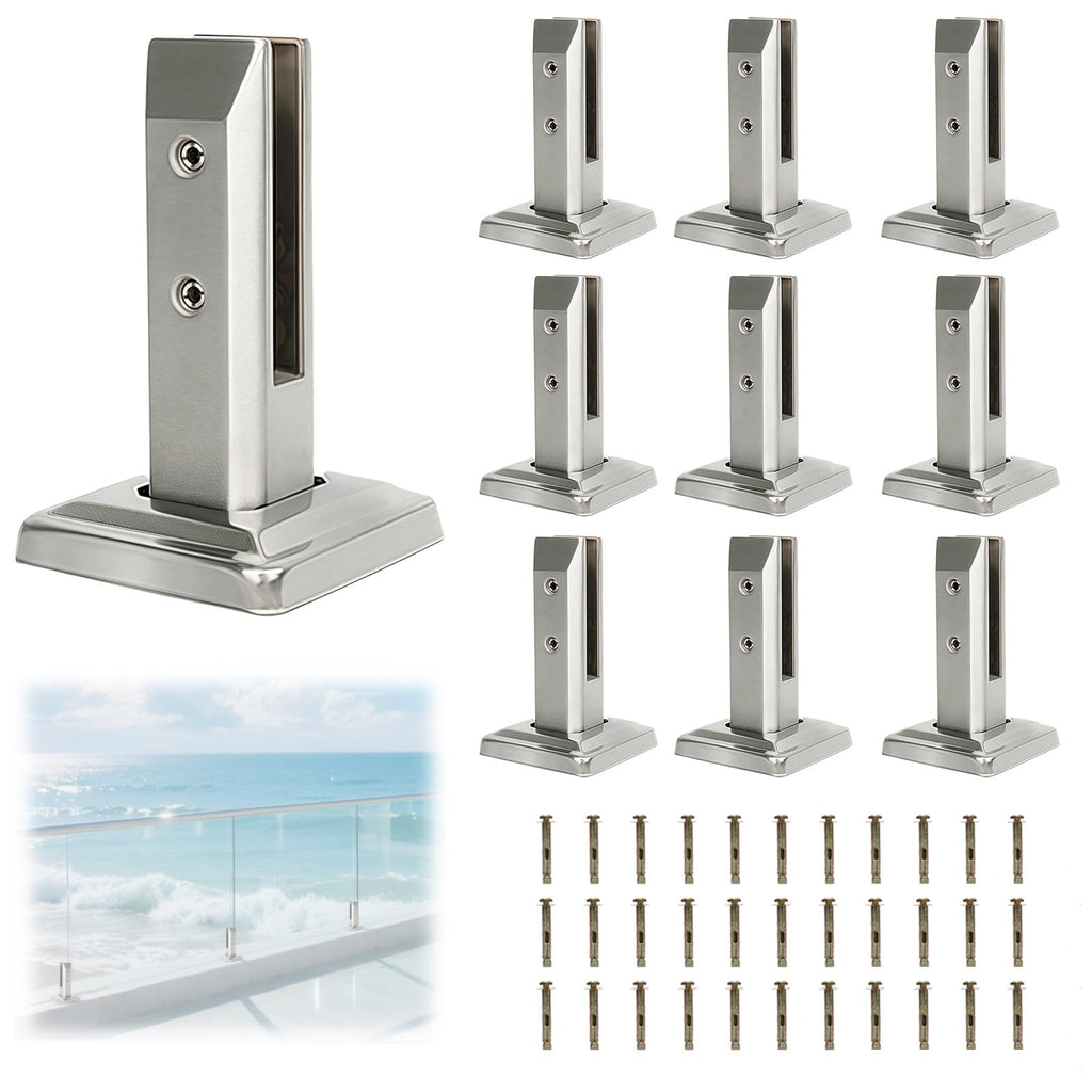 10 PCS Square Glass Railing Spigots | Casa Home Living
