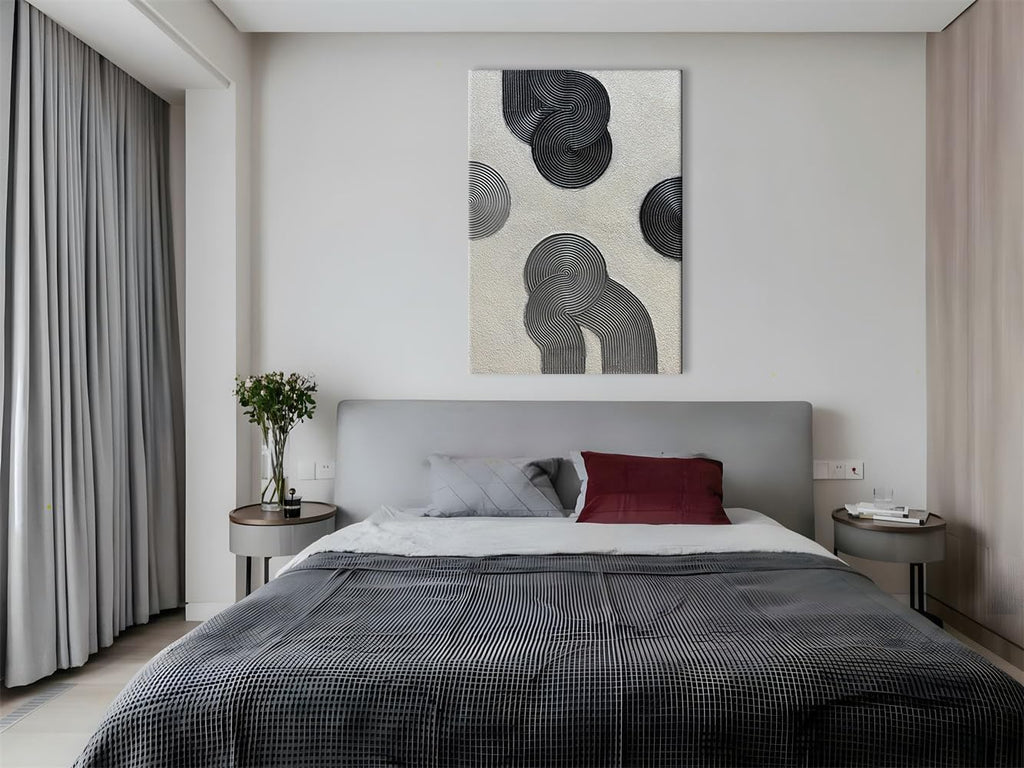 Grey and Black Abstract Textured Wall Art, Hand-Painted 3D Oil Paintings on Canvas Wall Art 40x28 inch Contemporary