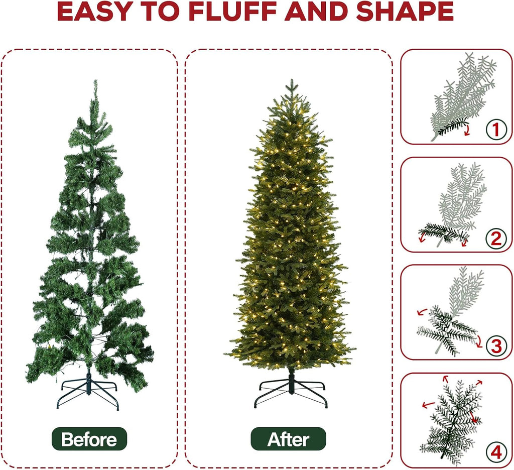 Prelit Pencil Christmas Tree with 400 Warm White LEDs