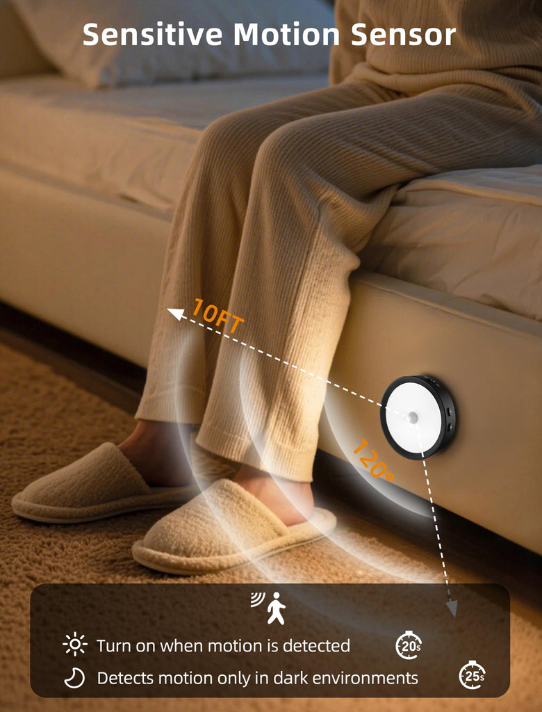 Under Cabinet Lighting Rechargeable Puck Lights with Remote Black
