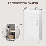 IDEALHOUSE 16" Bathroom Vanity with Sink, Freestanding Wooden Bathroom Vanity Cabinet with Soft-Closing Door and Metal Handle, Modern Floor Standing Storage for Small Spaces，White