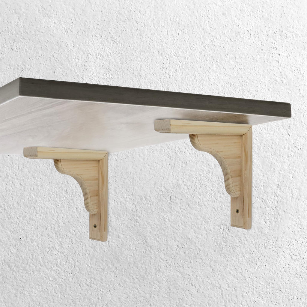 6 Inch Solid Wood Wall Mount Shelf Bracket, Pack of 2