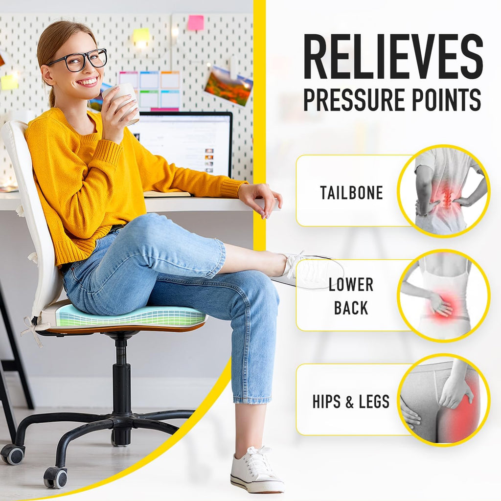 Gel Memory Foam Chair Cushions, FadeShield Water-, Stain-Resistant Durable Reversible Seat Cushion Pads with Ties for
