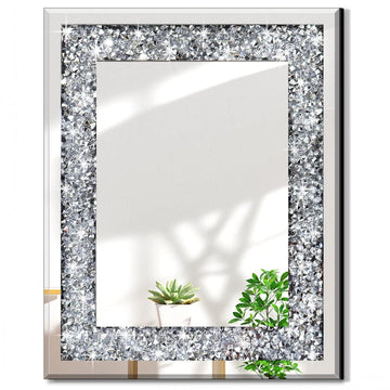Crushed Diamond Mirror 16x20 Inch Silver Wall Decor