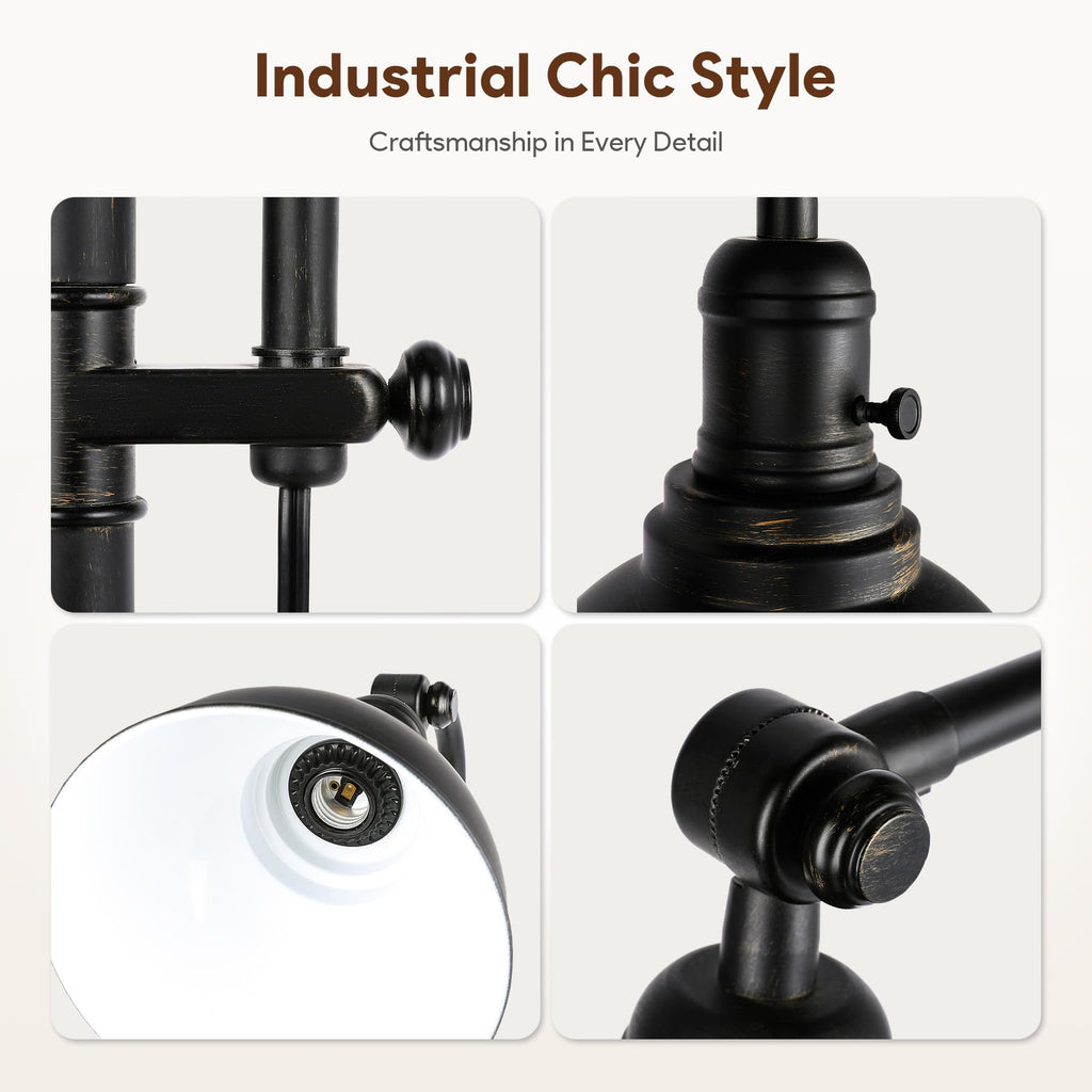 Industrial Floor Lamp 65", Adjustable Standing Lamp