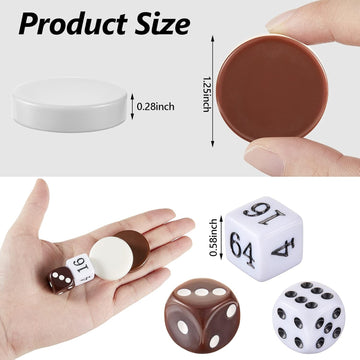 Backgammon Replacement Pieces & Dice, Beige, White and Brown - Set of 30