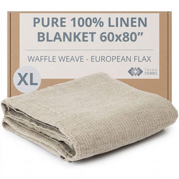 100% Pure Flax Linen Blanket - 60x80-inch Oversized Linen Throw Blanket