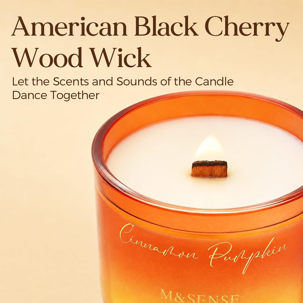 9.88oz Natural Soy Wax Jar Candle with Wooden Wick | Caramel Pumpkin Latte Scent | 55-Hour Burn & Long-Lasting Burn
