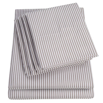Sheets Stripe Grey - 6 Piece 1500 Supreme Collection Fine Brushed Microfiber Deep Pocket Sheet Set