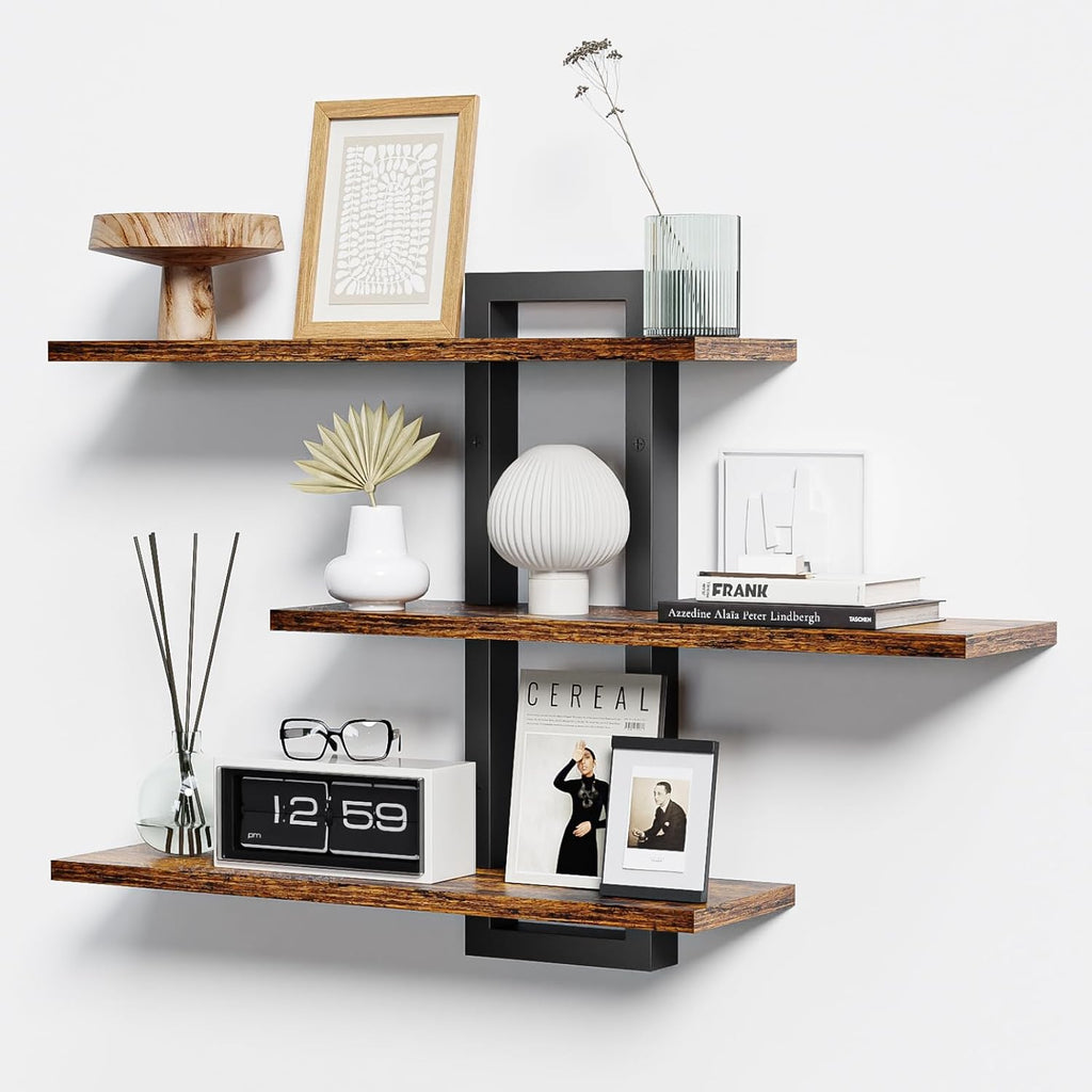 Floating Shelves for Wall, Wood Wall Shelves | 3 Tier Shelves for Wall Decor, Decorative Hanging Storage Shelf