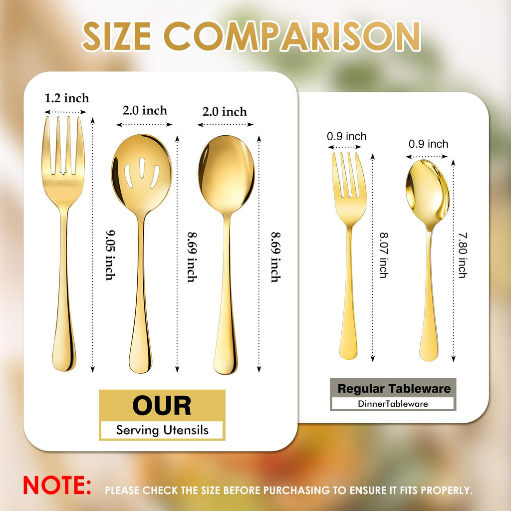 17Pc Gold Serving Utensils, Stainless Steel Heavy Duty Serving Set