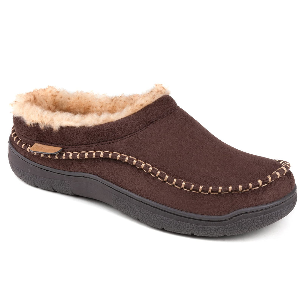 Men's Slip On Moccasin Slippers, Coffee, 9-10