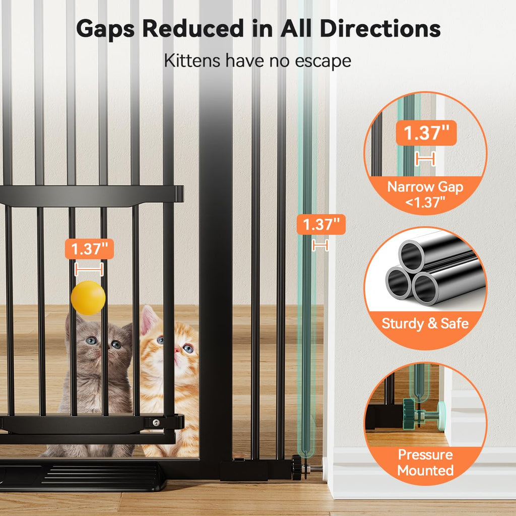 55.1" Extra Tall Pet Gate, 29.5-40.6" Wide with Adjustable Cat Door
