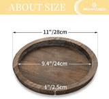 Farmhouse Wooden Candle Tray - 11 Inch Round Decorative Trays for Coffee Table Dining Centerpiece Kitchen Counter