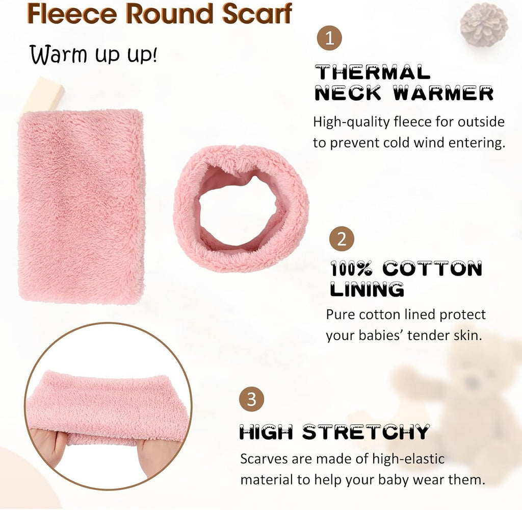 Fleece Baby Hat Scarf Mitten Set Winter Toddler Beanie for Infant