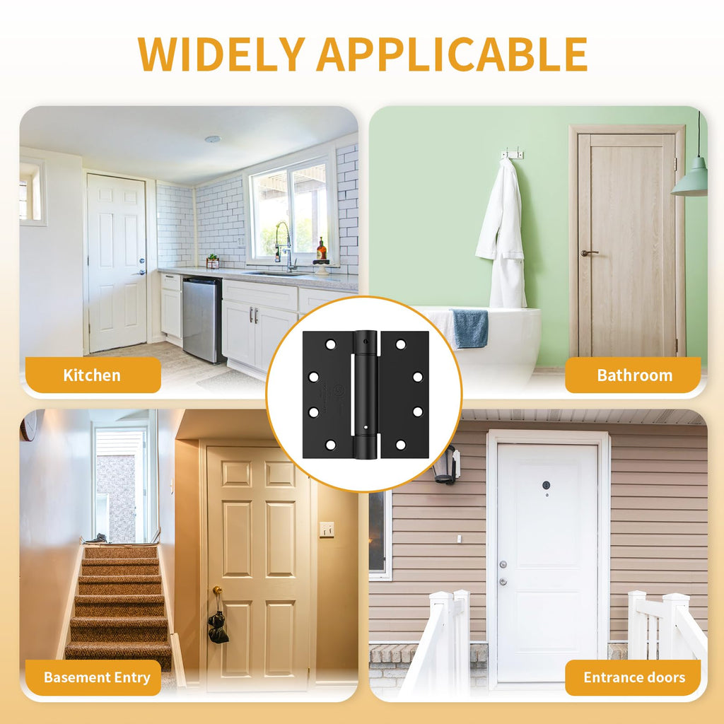 3 Pack Self Closing Door Hinges, 4.5 Inch Spring Loaded Hinges