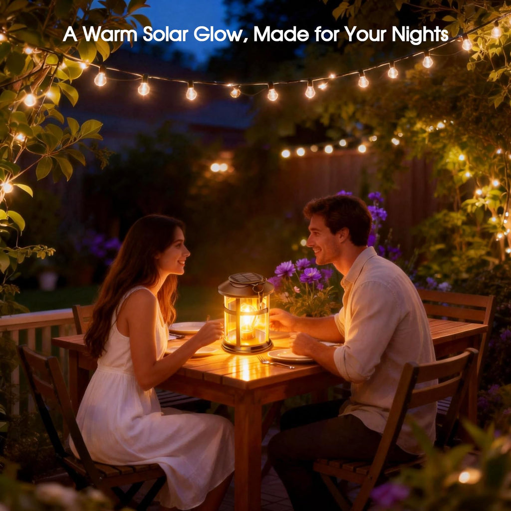 Solar Lanterns Outdoor Waterproof with Wall Mount Kit, Upgraded Brighter Hanging Solar Lights for Outside, Auto