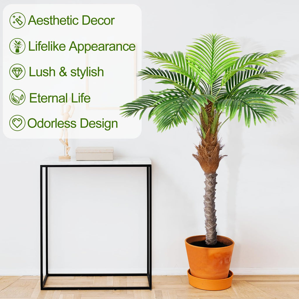5ft Artificial Phoenix Palm Tree for Outdoor Indoor Decor, Faux Coconut Silk Palm Tree Tropical Fake Tree Plant for