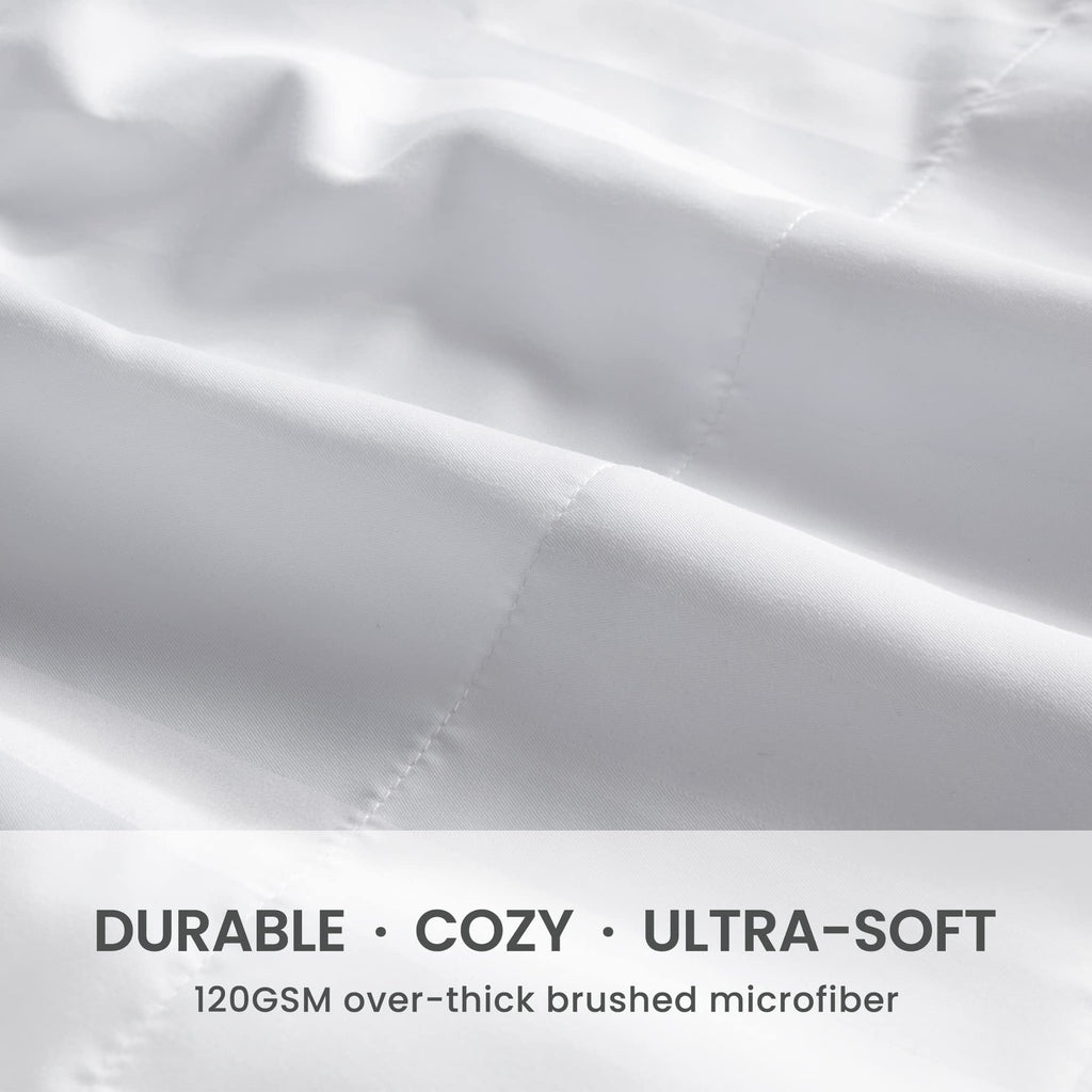 Striped Cooling Sheets Set King Size - Fitted Flat Sheet & Pillowcase Sets 4 Piece - Super Soft Stripe Bed Sheet