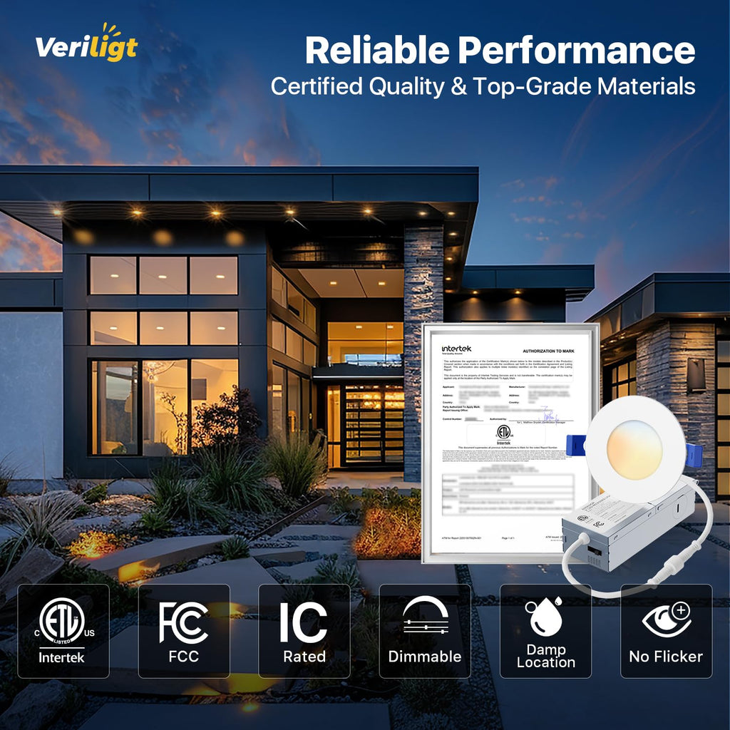 3 Inch LED Recessed Light, 5CCT, 500LM, 6W, 6 Pack