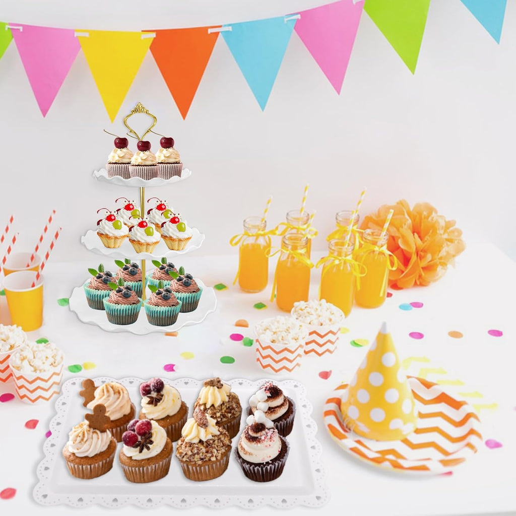 Dessert Table Display Set, Round Cupcake Stand, White - Set of 5