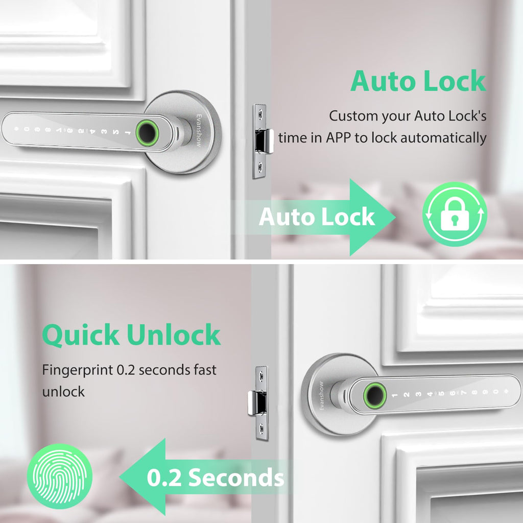 Smart Door Lock with Knob, Keyless Entry Door Locks with Handle, Fingerprint Door Knob /Front Door/Apartment, Generate