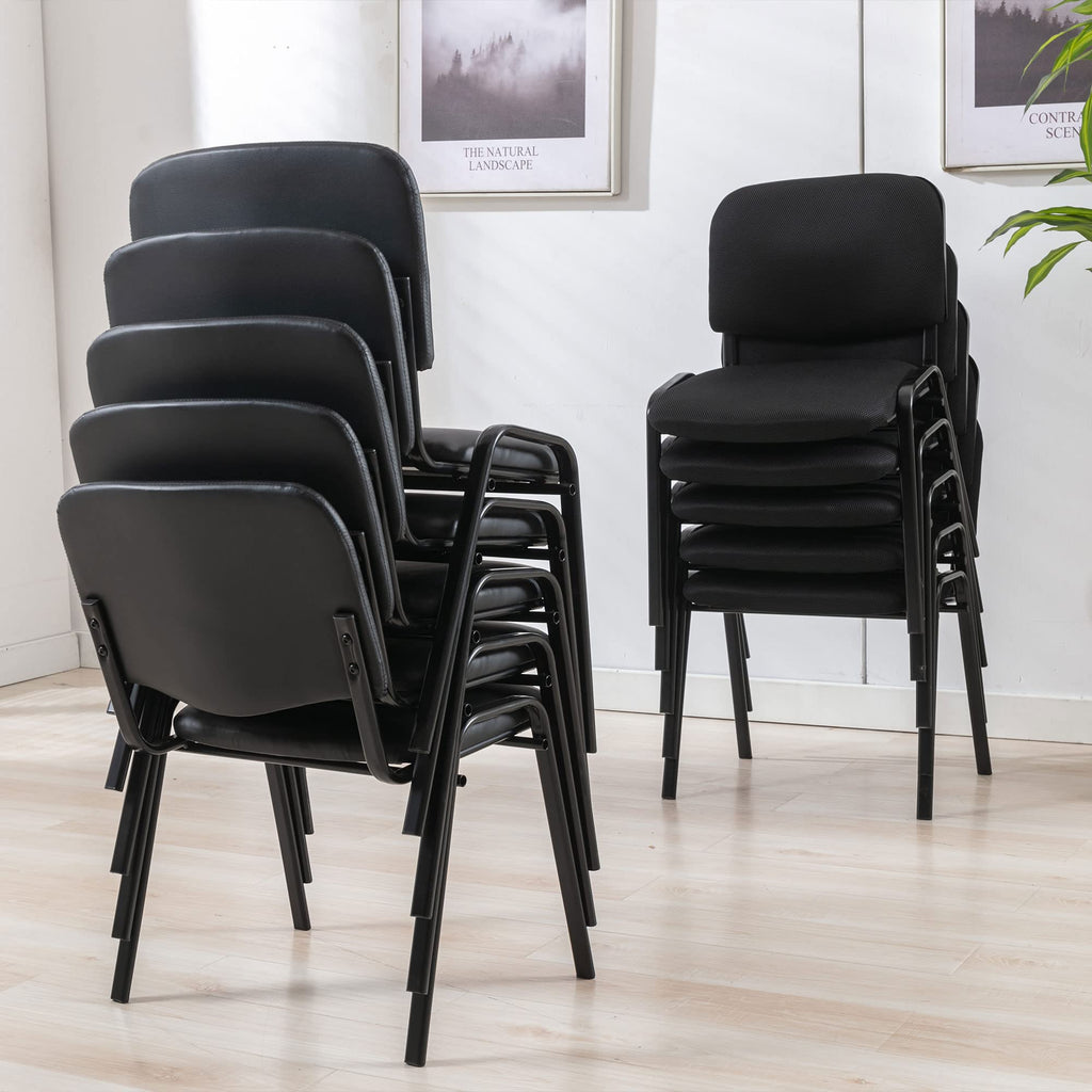 Stackable Office Guest Chairs, Reception Waiting Room Chairs with Padded Seat & Back, Armless No Wheels Conference