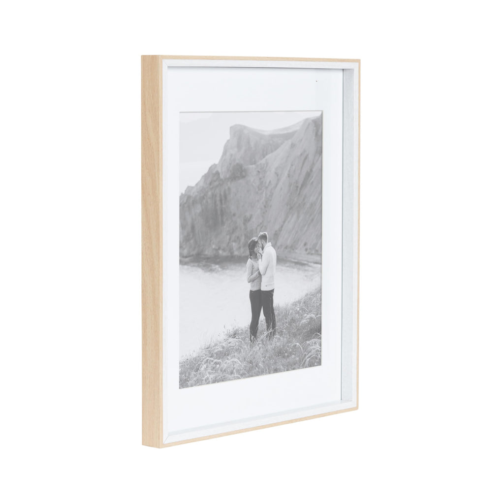 Gibson Modern Wall Picture Frame Set of 3; 14x18 matted to 11x14; White and Natural; Modern Three-Piece Frame Set for