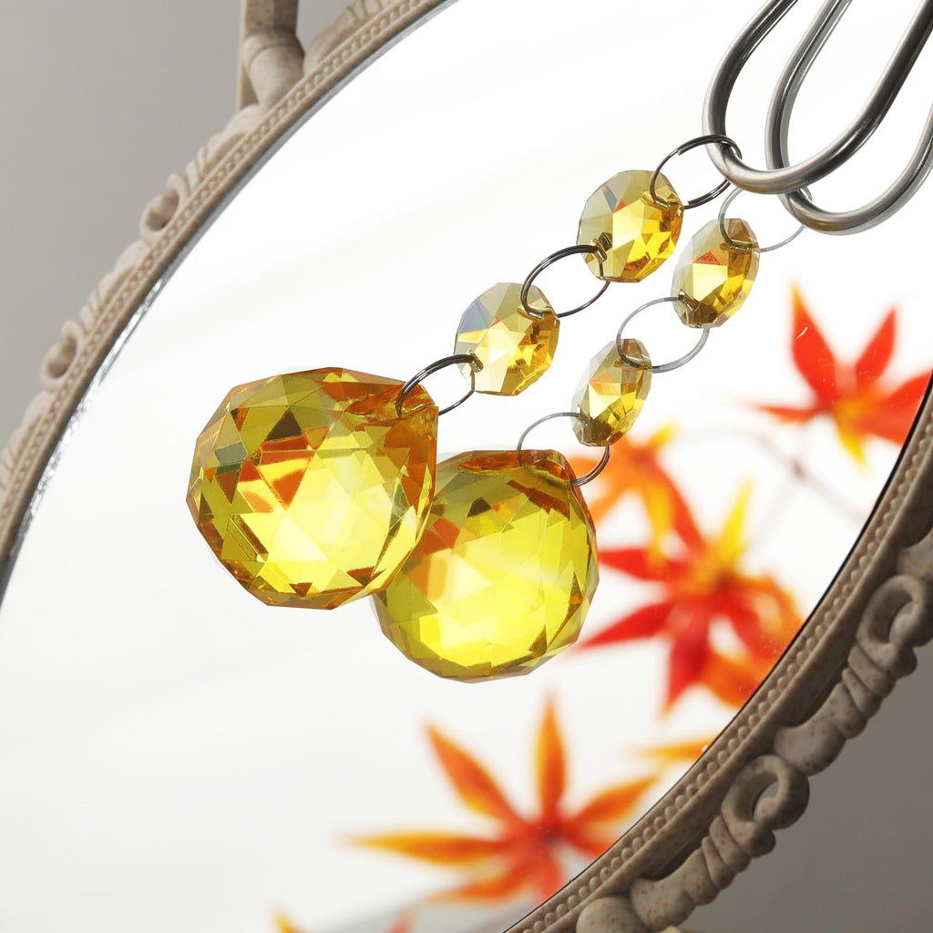 Pack of 10 Yellow Crystal Ball Prism 30mm Suncatcher Chandelier Prisms Part Decor Rainbow Maker
