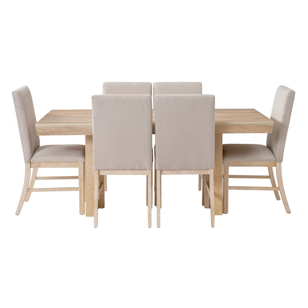 Farmhouse 7-Piece Dining Table Set, Heavy Thickened Solid Wood Extendable Dining Table with 12inch Butterfly Leaf and