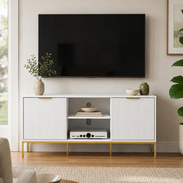 47'' White Gold TV Stand with Storage Shelf for TVs up to 65''