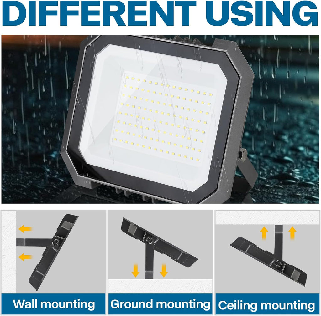 2 Pack LED Flood Lights Outdoor, 200W 20000LM Outside Work Light | Super Bright FloodLight with 5.9FT Plug, IP65