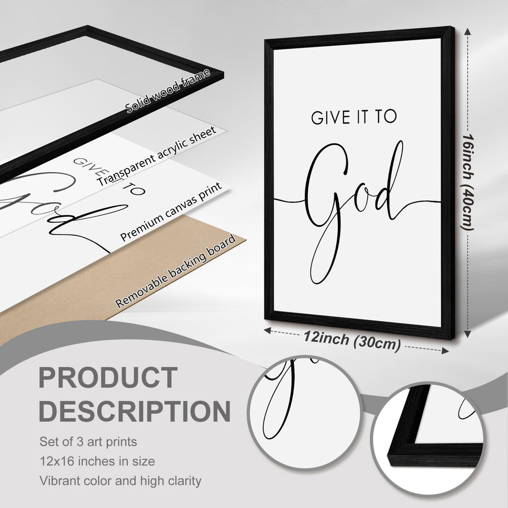 Give It to God and Go to Sleep Sign Canvas Wall Art Above Bed Wall Decor Bible Verse Prints Farmhouse Bedroom