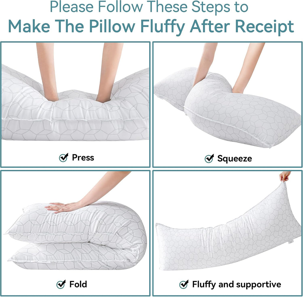 Full Body Pillow for Side Sleeper, Soft Long Bed Pillow for Adults | Generous Fill Firm Plush Support - Large Loft