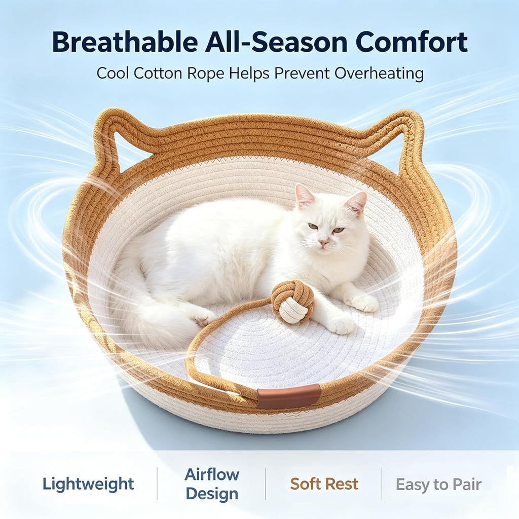 Medium Instinct Basket for Cats Rope Cotton Handwoven Cat Basket